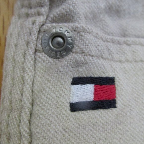 TOMMY HILFIGER BOY'S SIZE 18 SHORTS TAN KHAKI TWILL CARPENTER SPELLOUT FLAG LOGO - Picture 4 of 10